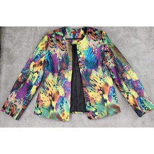 Joni B. Jacket Womens‎ Medium Multicolored Open Front Long Sleeve Vintage Blazer